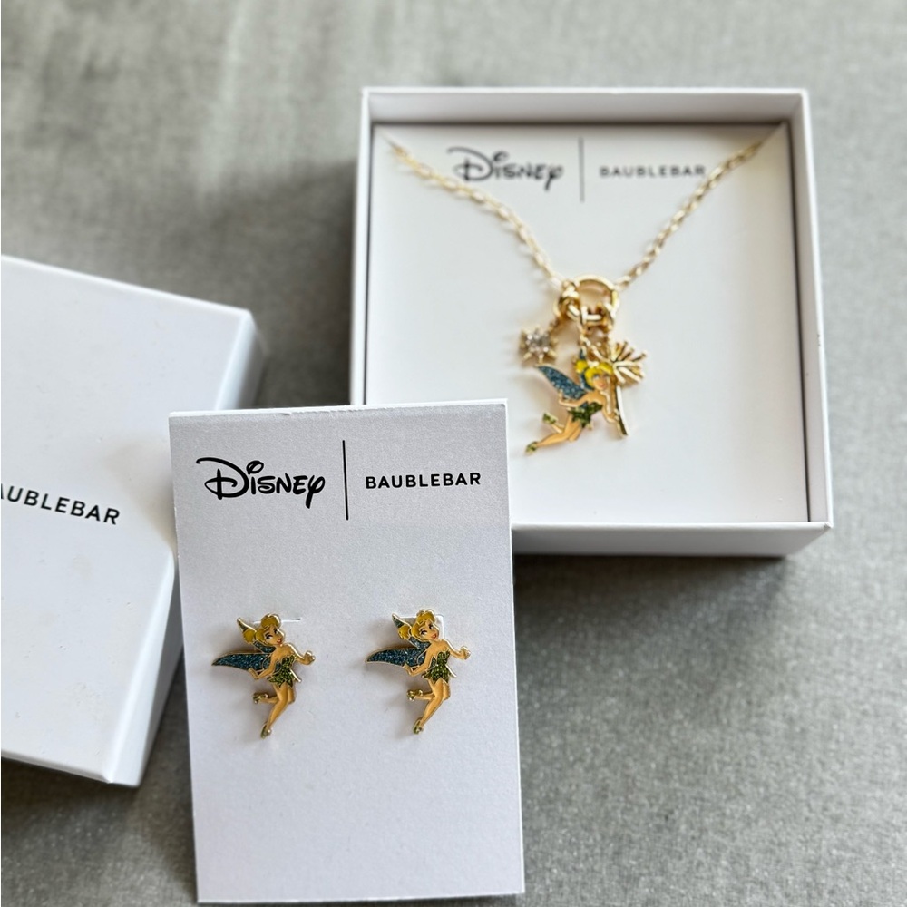 BaubleBar Gold and Green Tinkerbell Jewelry Set